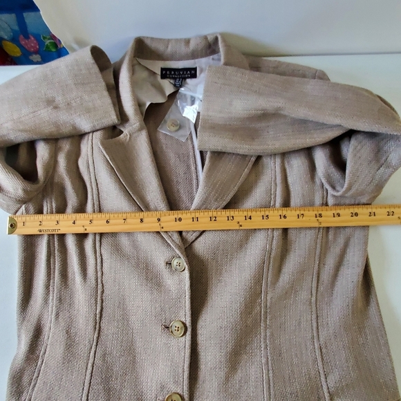 Peruvian Connection Linen Blend Blazer Size14 Old Money Sandstone Jacket NEW - Picture 8 of 16